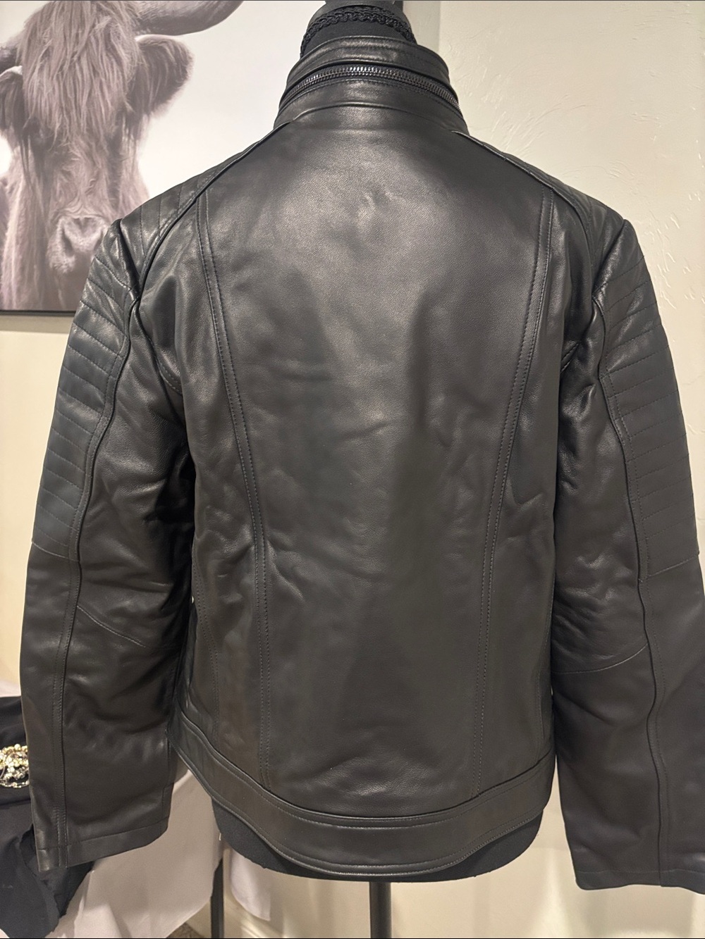 Women’s Bolvaint Paris Classic Black Lambskin Leather Bomber Jacket - Picture 10 of 17